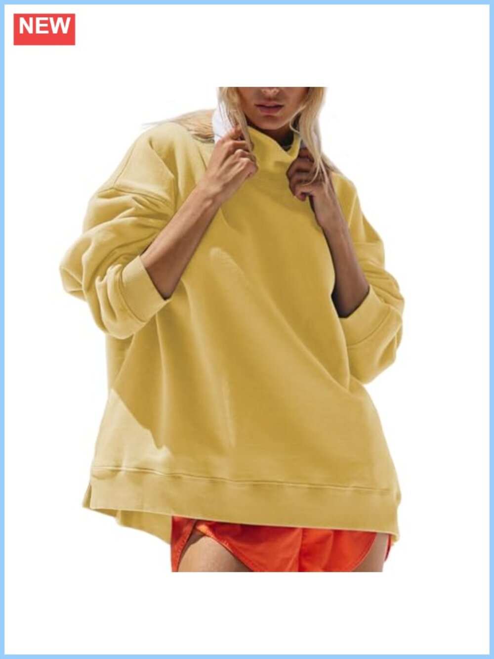 Womens Oversized Mock Neck Sweatshirt Long Sleeve Pullover Tops
